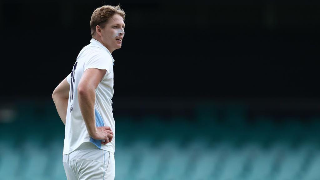 Jack Edwards looks on during the Sheffield Shield match between New South Wales Blues and Victoria at Sydney Cricket Ground