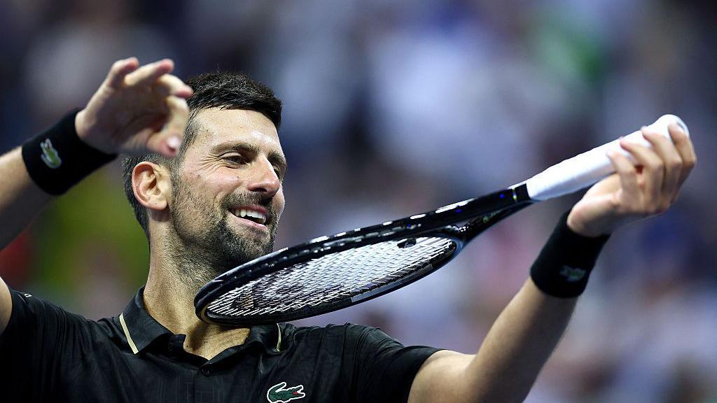 Serbia's Novak Djokovic celebrates his victory over Germany's Jan-Lennard Struff
