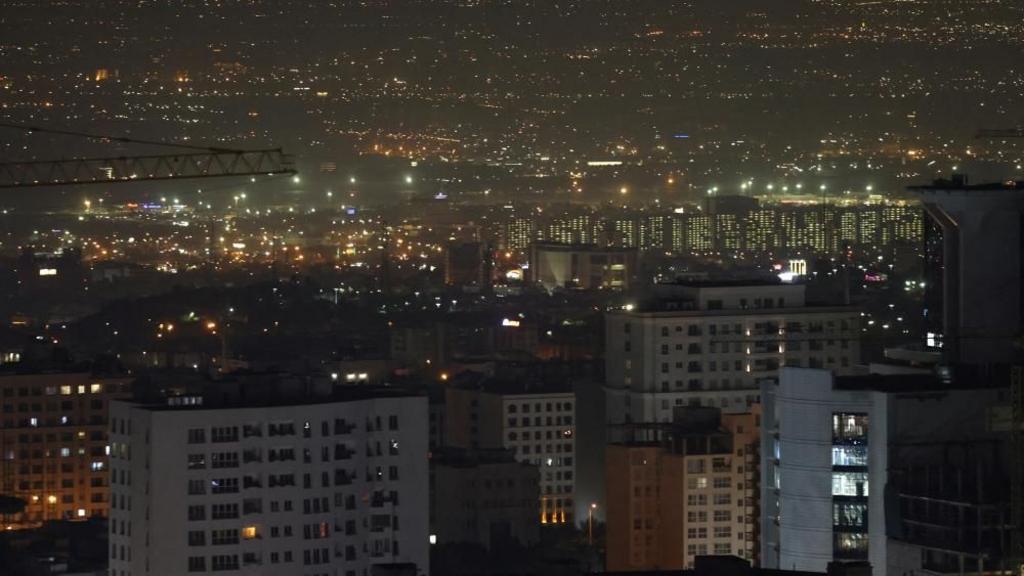 View of Tehran after several explosions are heard