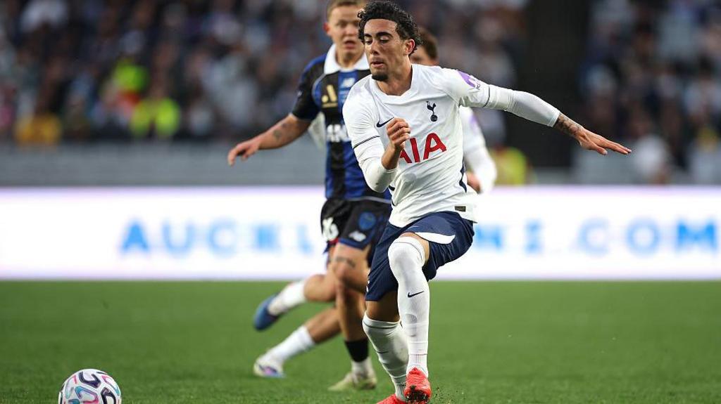 Luca Williams-Barnett in action for Tottenham against Auckland FC

