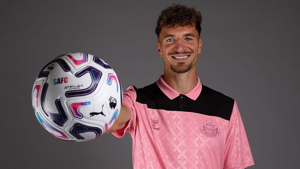 New Sunderland signing Thomas Meunier poses at The Academy of Light 