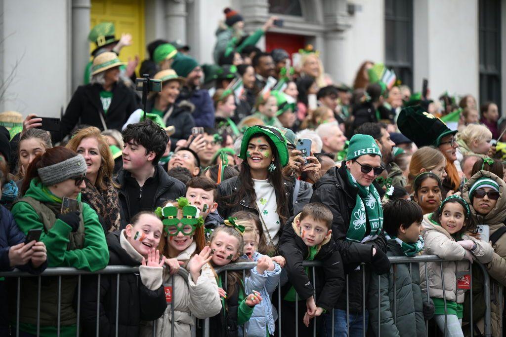 Crowds gather in Dublin for the St Patrick's Day Parade. 