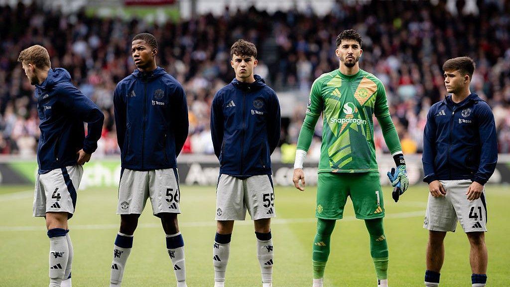 Harry Amass (right) and Chido Obi (second left) both started Manchester United's 4-3 Premier League defeat at Brentford last season