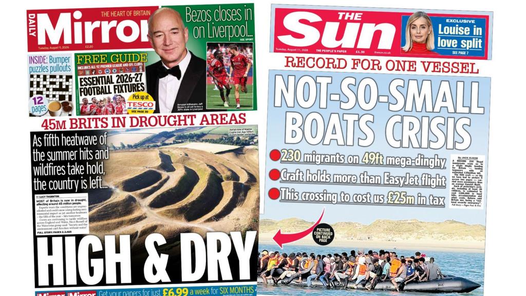 The Papers: '45m Brits in drought' and a 'Not-so-small boats crisis'