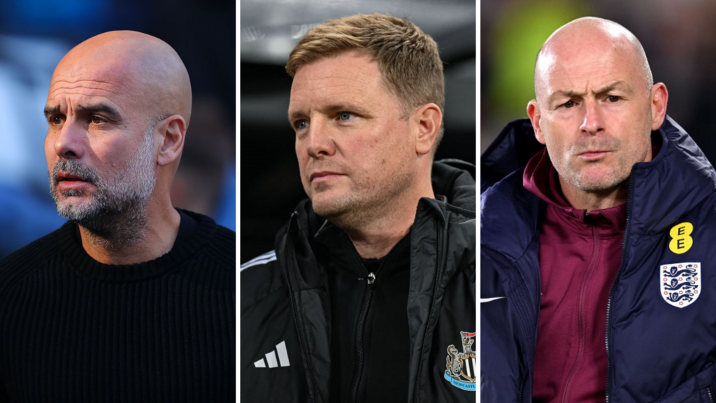 Pep Guardiola, Eddie Howe and Lee Carsley