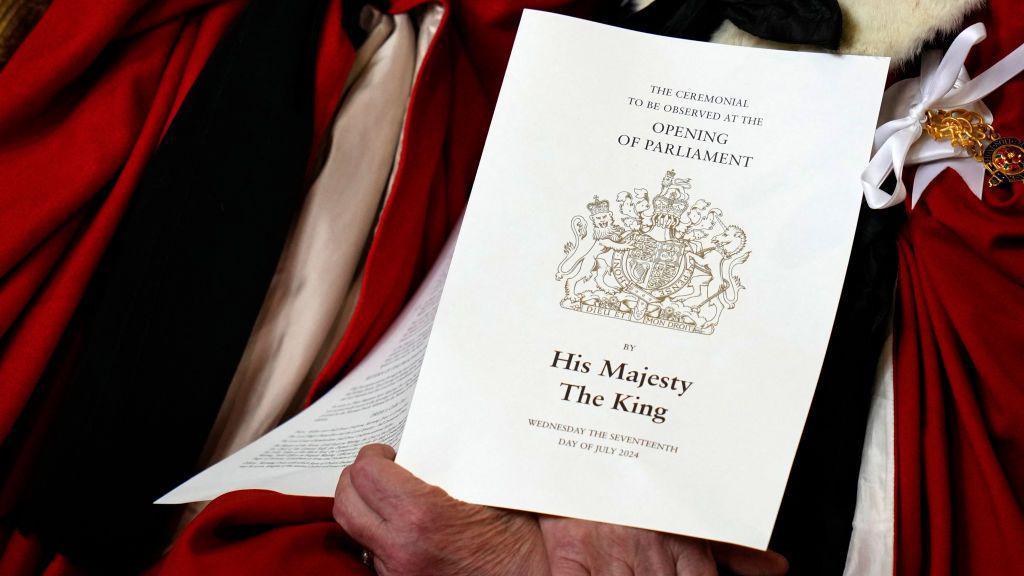 the front of a paper programme that reads the ceremonial to be observed at the opening of parliament by his majesty the king