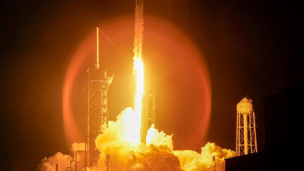 Rocket launching into sky for Polaris mission lift-off