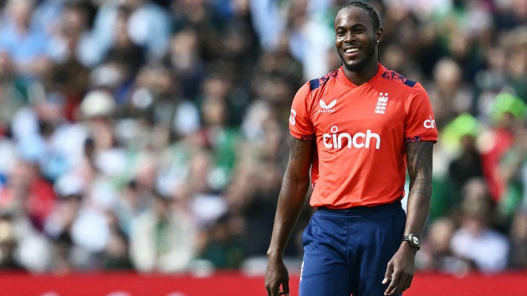 England bowler Jofra Archer smiles