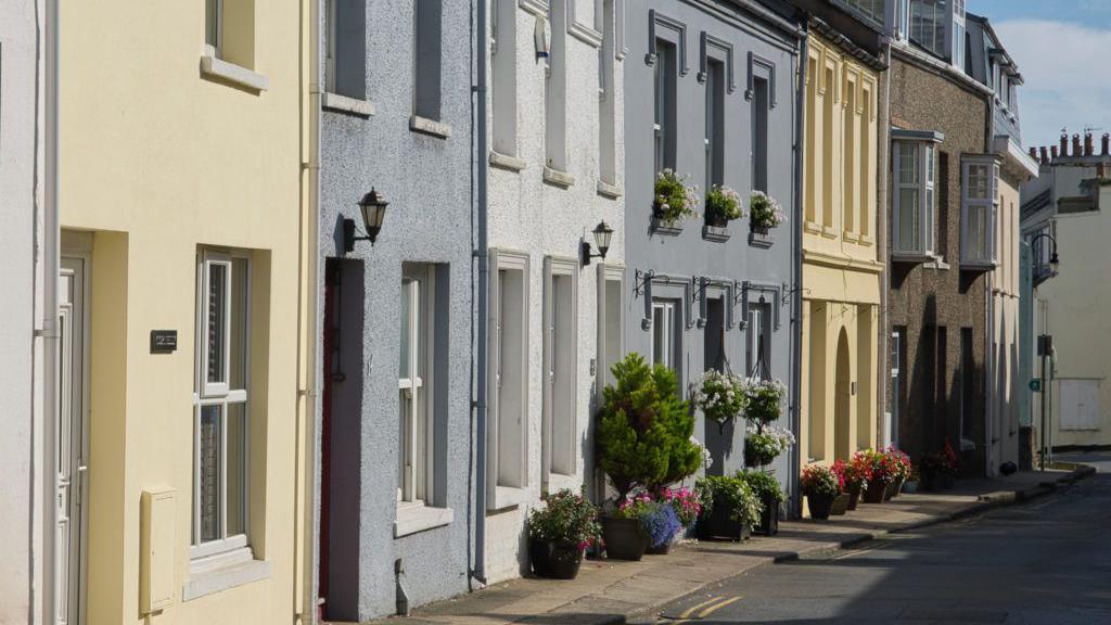 The High Street, a road with colourful buildings and plants outside.