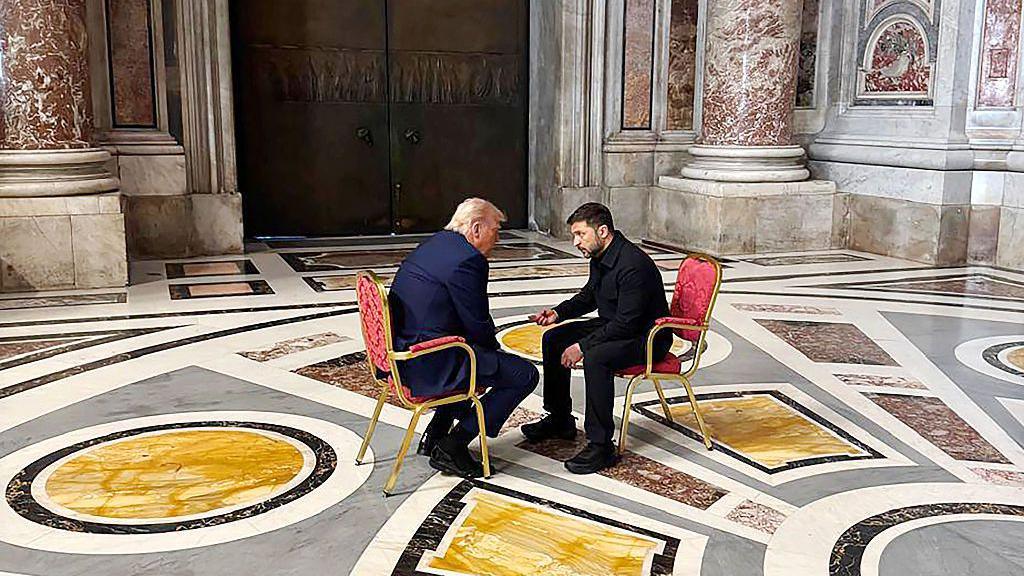 Zelensky meets with Trump during Pope Francis's funeral at the Vatican on April 26 2025