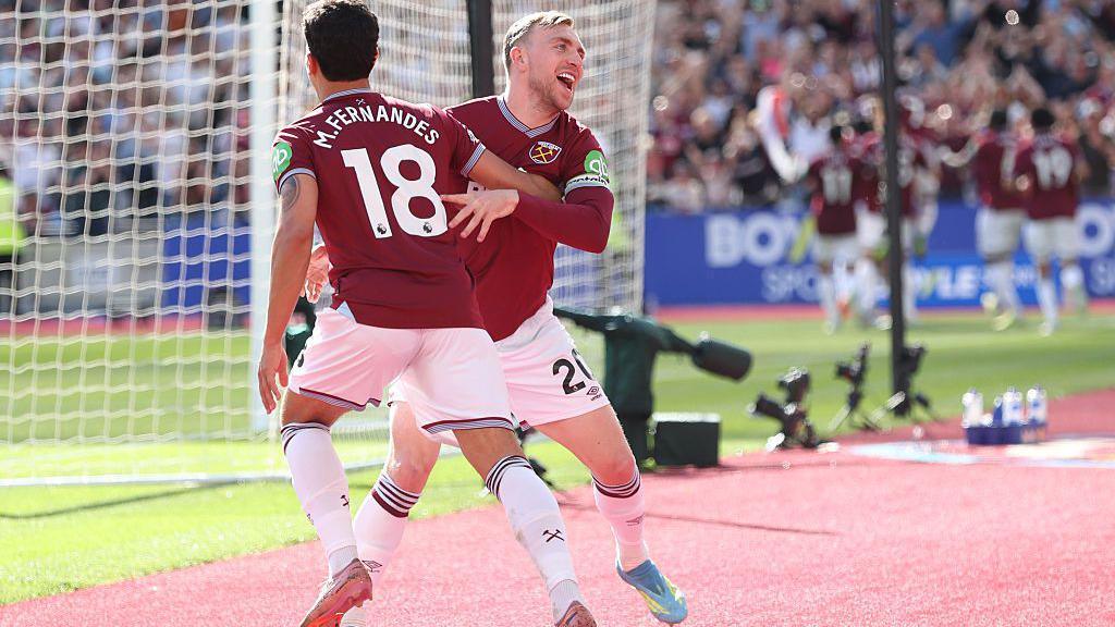 Jarrod Bowen celebrates after a West Ham goal