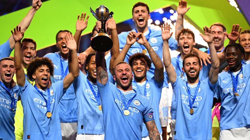 Manchester City celebrate winning the Fifa Club World Cup in 2023