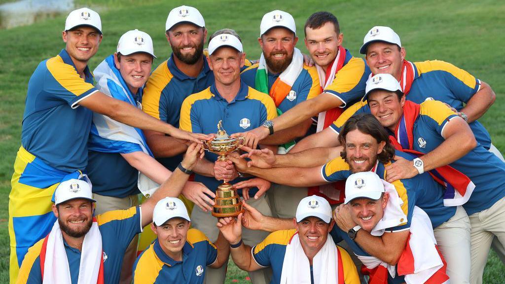 Team Europe with the Ryder Cup in 2025.