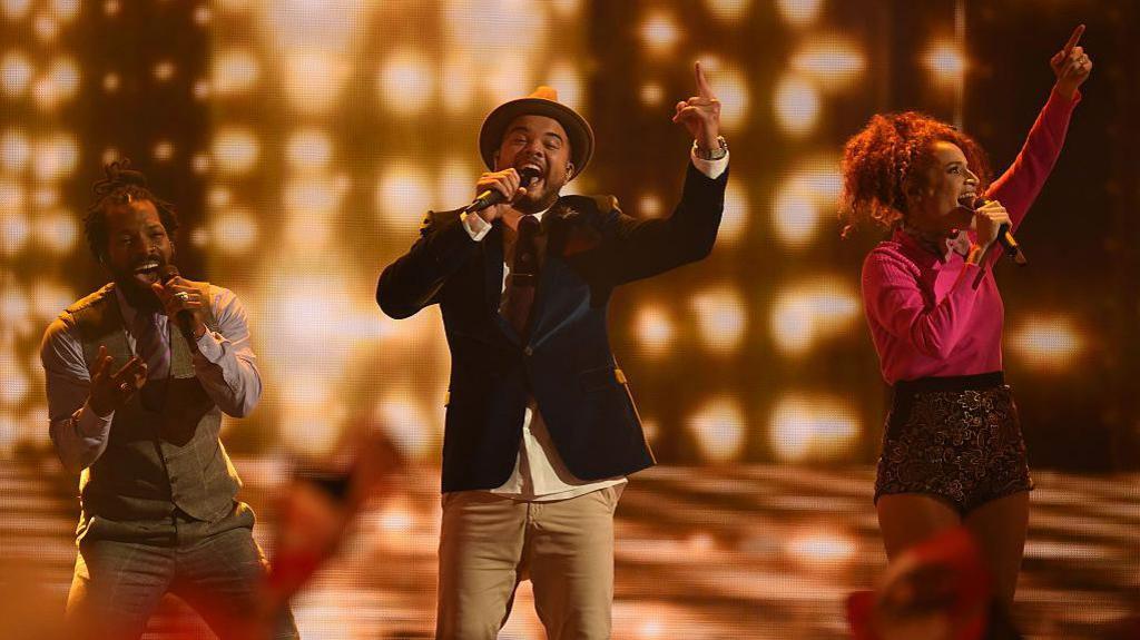 Guy Sebastian of Australia performs at eurovision
