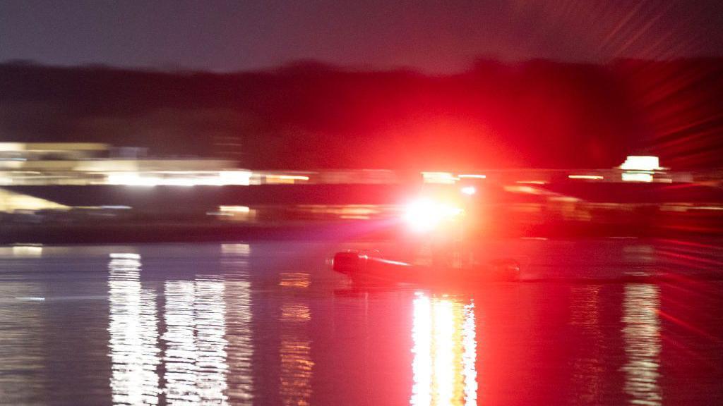 A red search light on the Potomac 