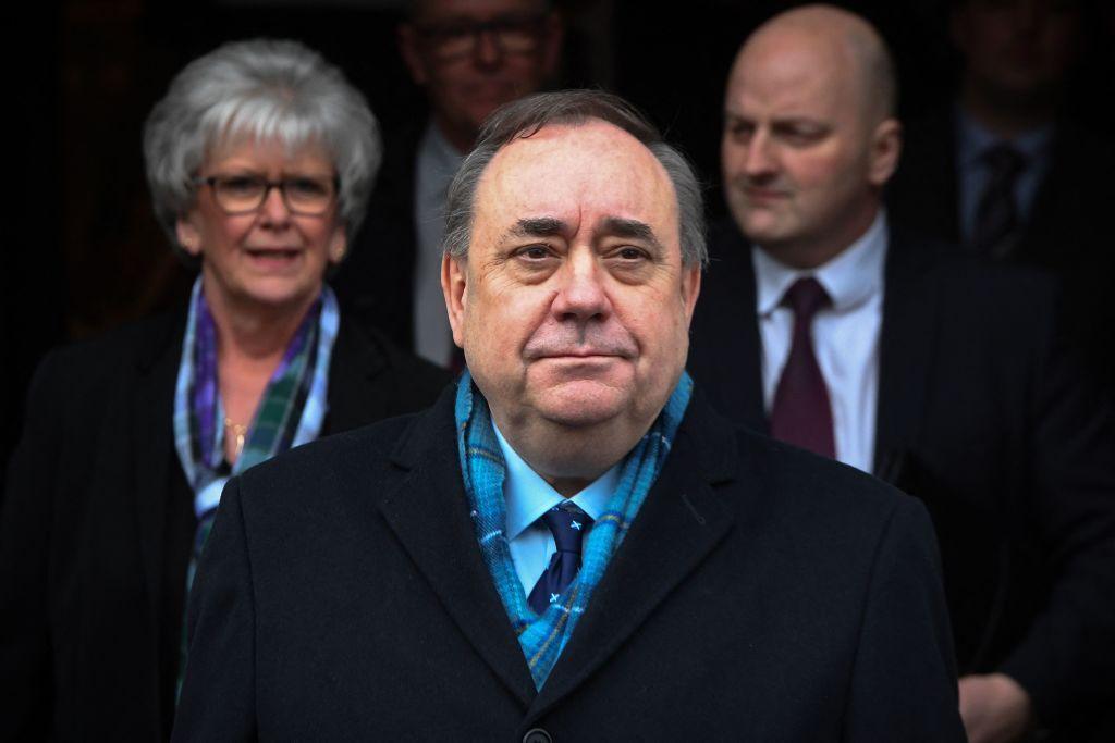 Salmond standing outside the High Court in Edinburgh in front of his legal team and supporters.