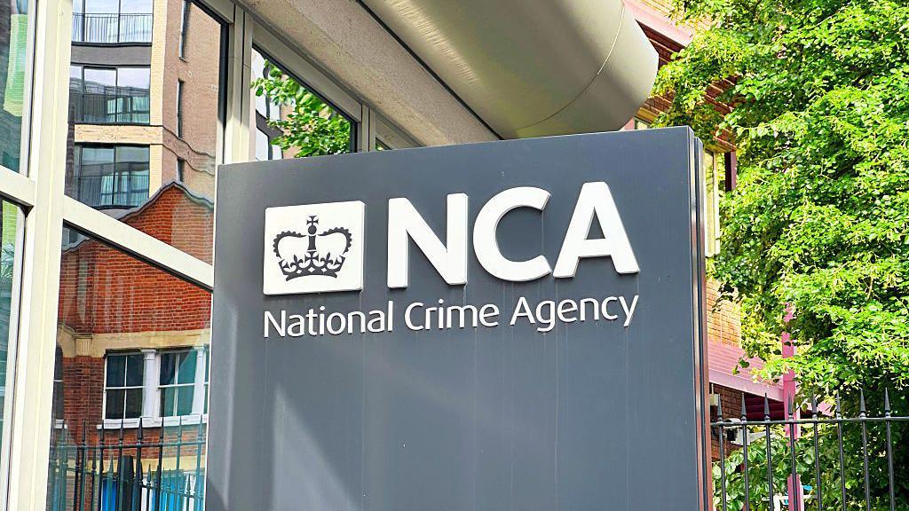 Sign at the entrance to the National Crime Agency. 