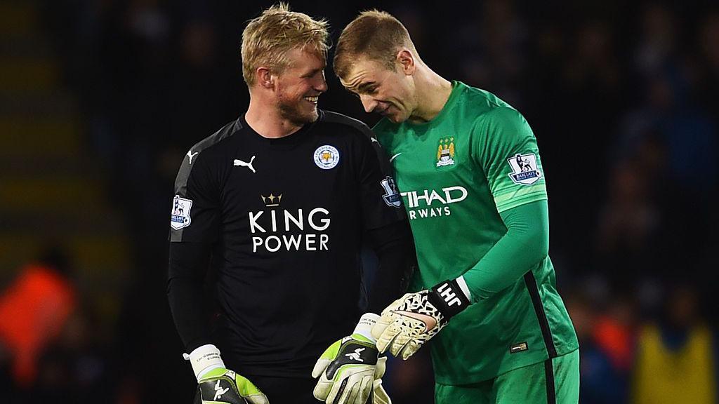 Kasper Schmeichel (l) and Joe Hart in 2015