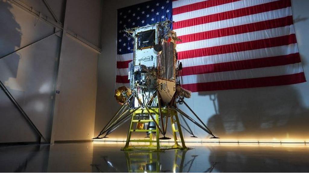 Athena spacecraft on show, before launch.