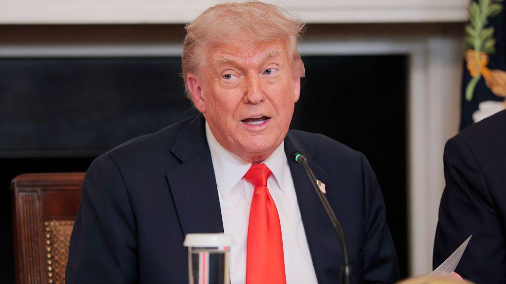 U.S. President Donald Trump speaks at a roundtable in the State Dining Room at the White House on June 05, 2025 in Washington, DC. Trump held the roundtable for members of the Fraternal Order of Police.
