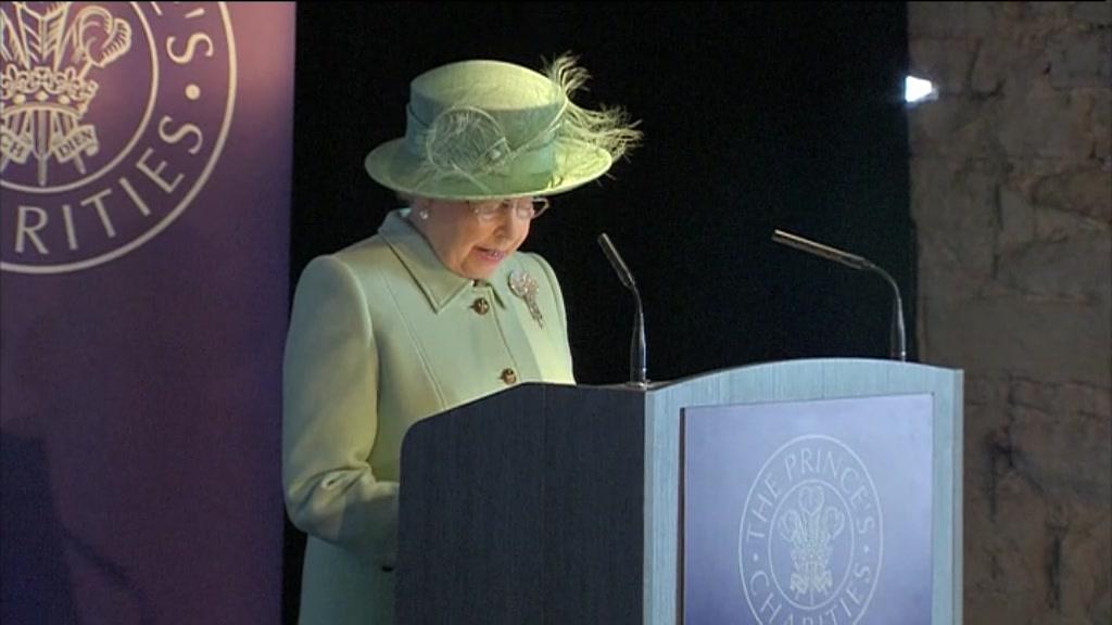 The Queen making a speech in Burnley