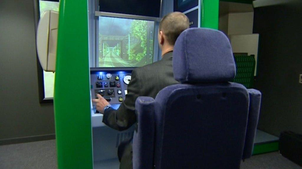 London Midland train driver using a simulator