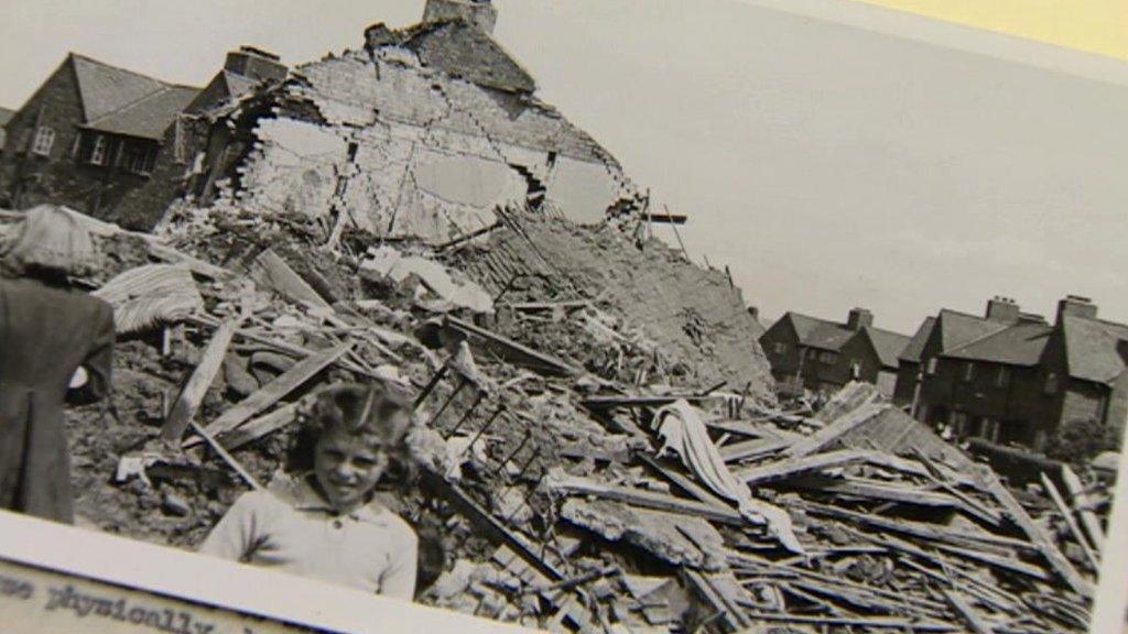 A picture of bomb damage in the archive