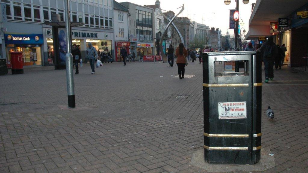 Bins on Abington Street, Northampton