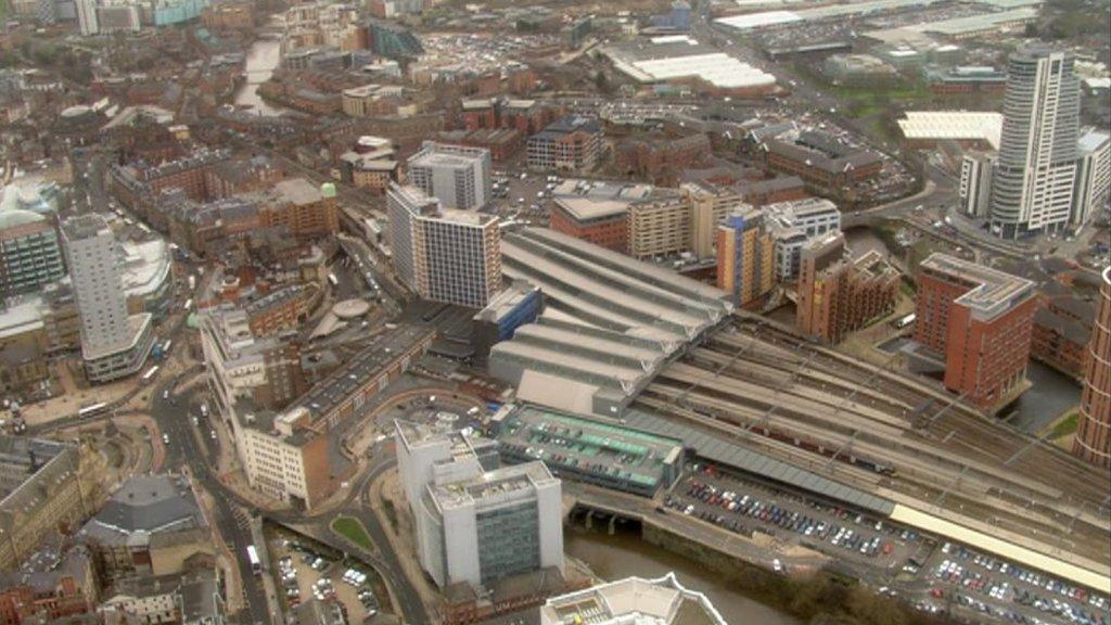 A view of the existing station in Leeds, close to where the HS2 station is planned