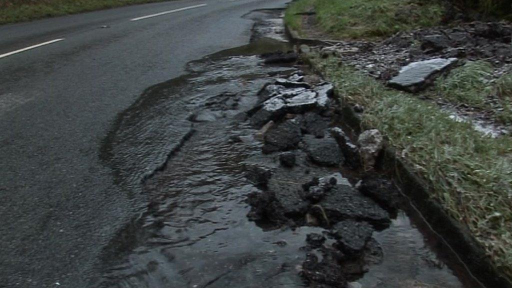 Damaged Cheddar Gorge road