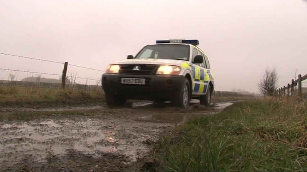 Police vehicle on Wiltshire farm