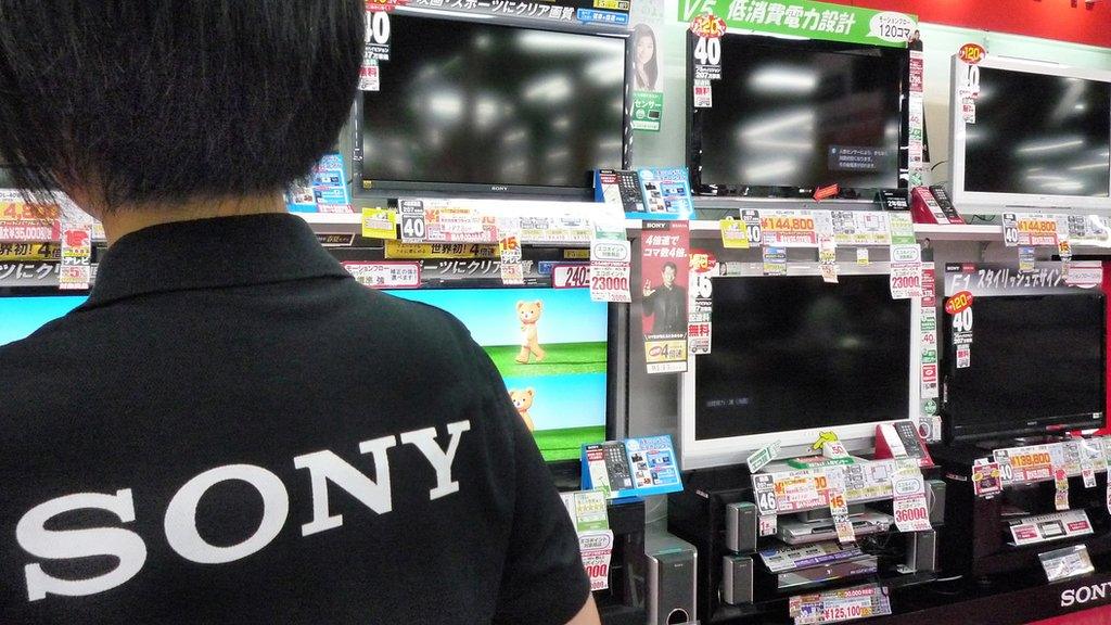 This file photo taken on July 30, 2009 shows Japanese electronics company Sony television sets displayed at a Tokyo electrics shop.