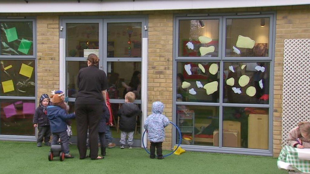 Children in the garden of a nursery