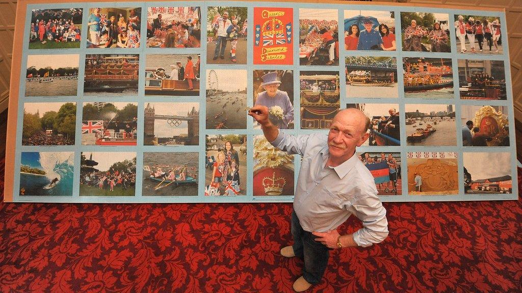 Dave Evans with his giant puzzle at Sandringham