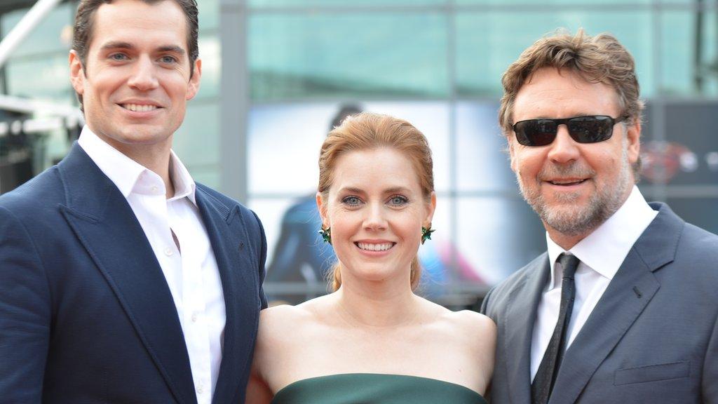 Henry Cavill, Amy Adams and Russell Crowe