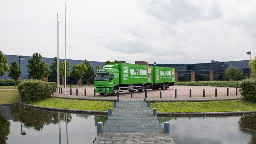 Lorry parked in front of offices