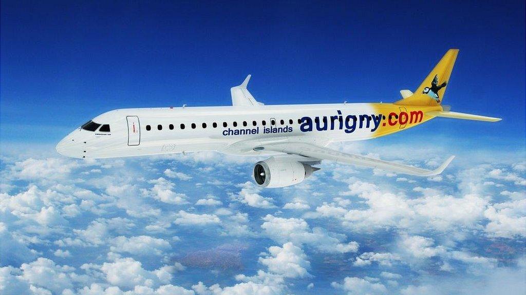 Mock up of how Embraer jet would look in Aurigny colours