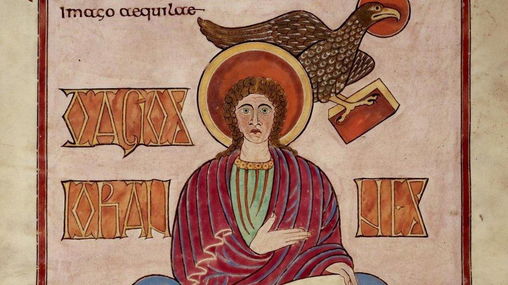 Lindisfarne Gospels St John the Evangelist portrait