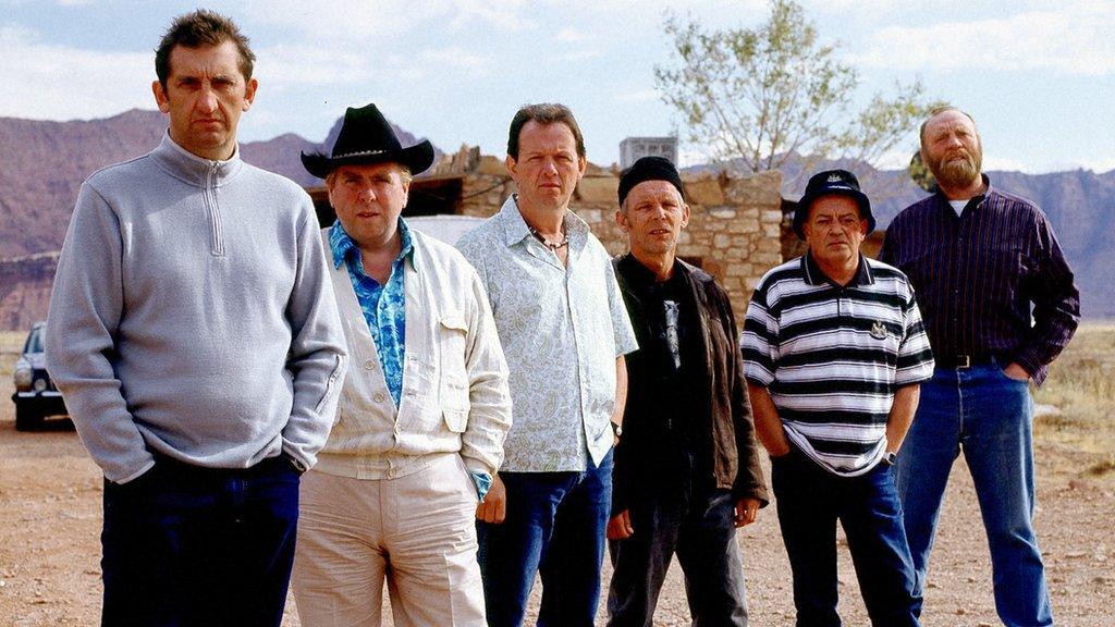 L-R: Jimmy Nail, Timothy Spall, Kevin Whately, Christopher Fairbank, Tim Healy and Pat Roach