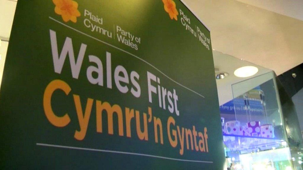 Banner at Plaid Cymru Conference in Aberystwyth, 2013