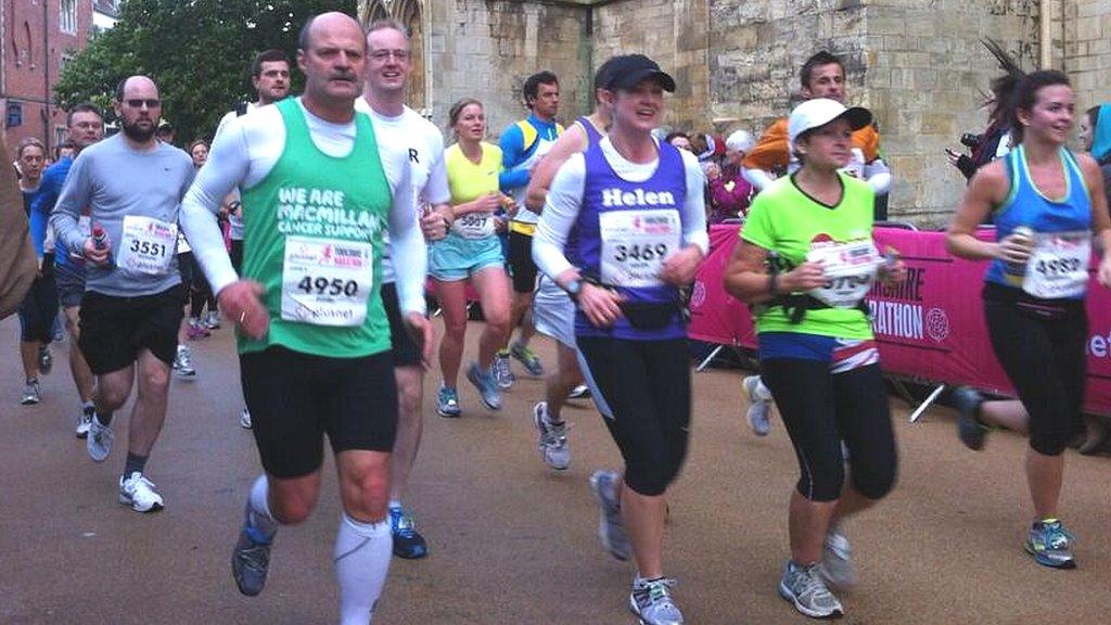 Runners passing York Minster