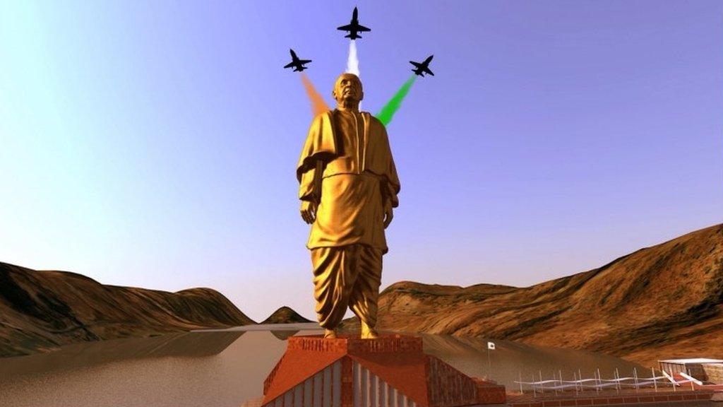 An artist's rendering of a statue of Sardar Patel, to be built in the western Indian state of Gujarat, in this handout provided by the Gujarat government on October 31, 2013