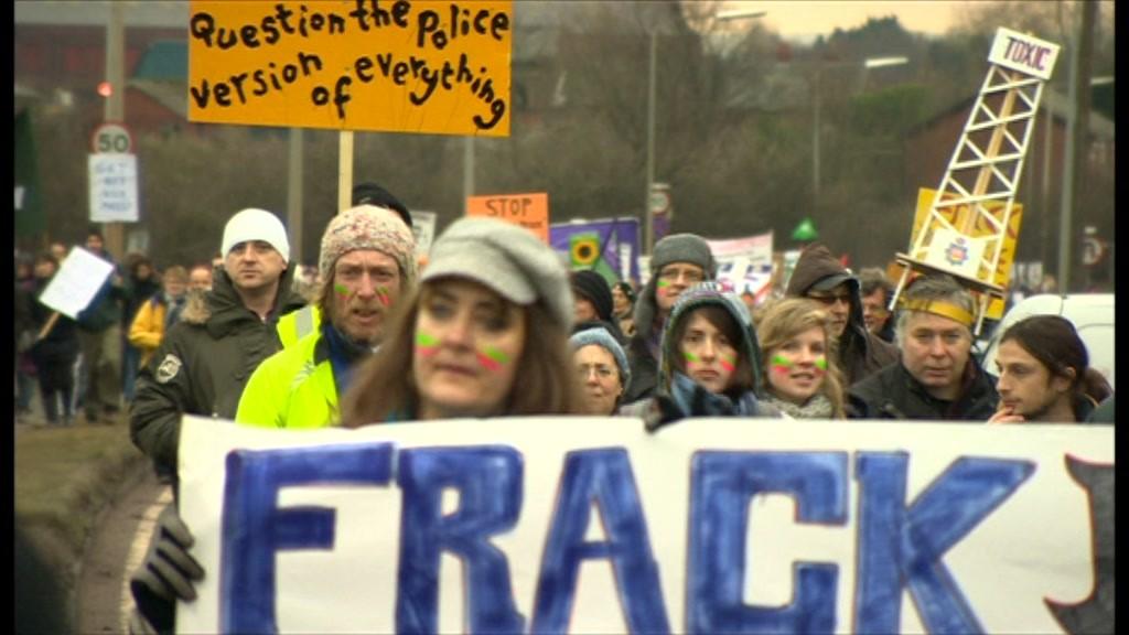 Barton Moss protest march