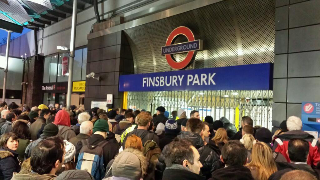 Queues outside Finsbury Park Tube station