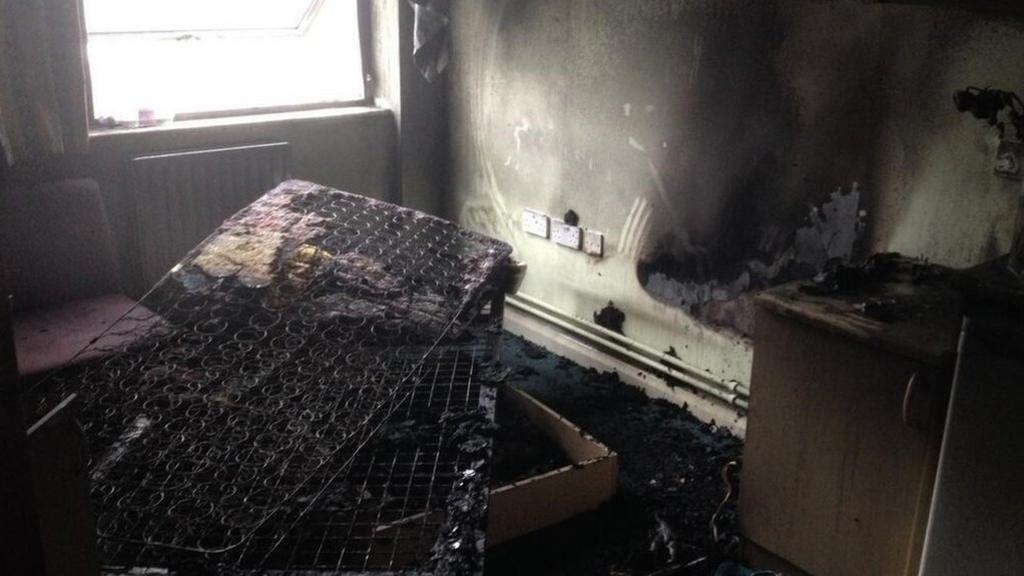 Fire damage to the flat at Parkstone Road