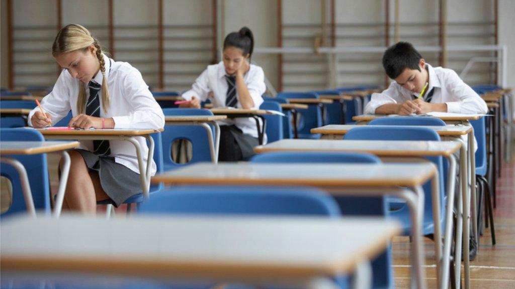 students sitting exams