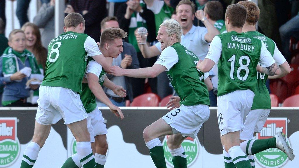 Hibernian players celebrating