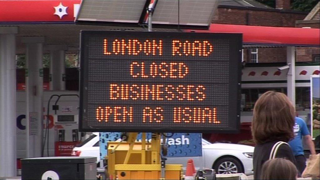 London Road closure sign