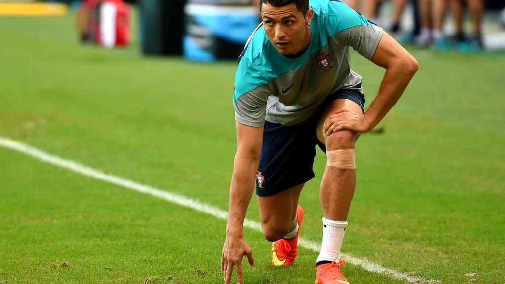 Cristiano Ronaldo in training ahead of Portugal v Germany