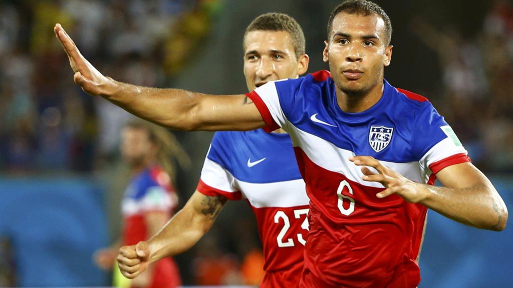 John Brooks of the U.S. celebrates his goal against Ghana